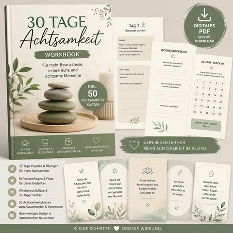Produktbild Workbook 30 Tage Achtsamkeit mit 50 Achtsamkeitskarten