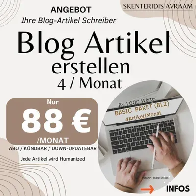 Produktbild 4 Blog-Artikel pro Monat mit Bildern