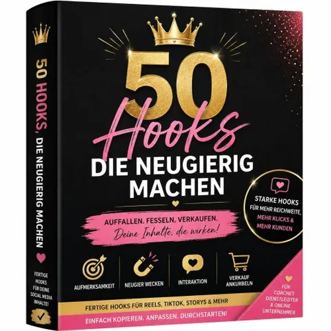Produktbild 50 Hooks, die neugierig machen, für Social Media