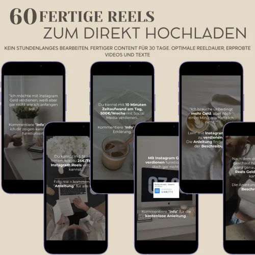 Produktbild 60 fertige Reels zum sofort Posten mit Call to Action