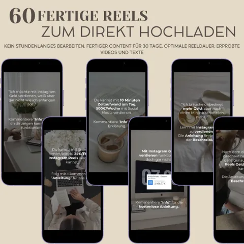 Produktbild 60 fertige Reels zum sofort Posten mit Call to Action