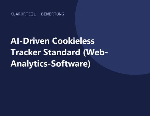 Titelgrafik von Klarurteil zur Bewertung von AI-Driven Cookieless Tracker Standard (Web-Analytics-Software)