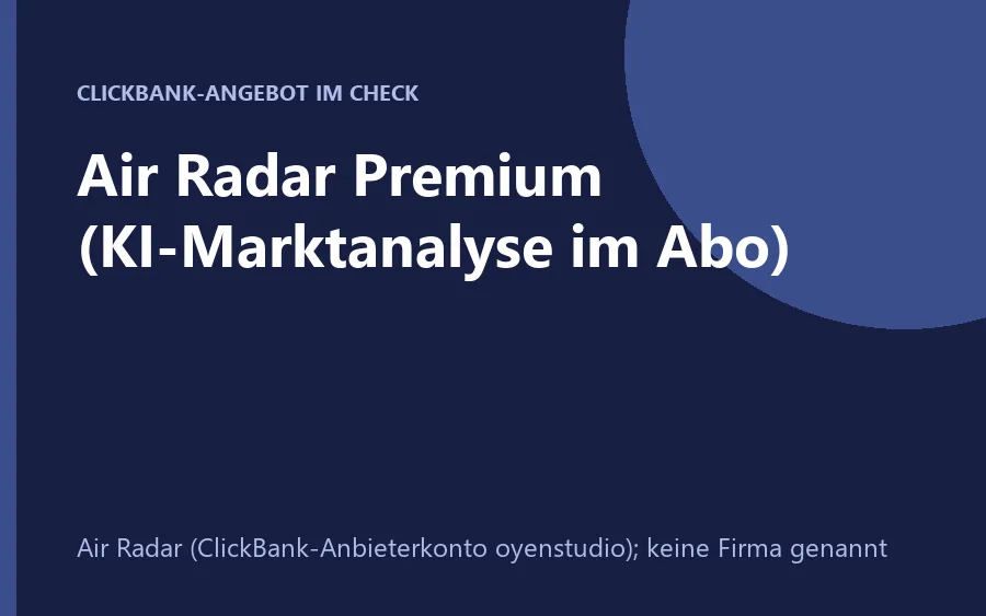 Angebotsseite von Air Radar Premium