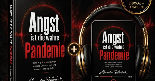 Titelbild des Bundles Angst ist die wahre Pandemie von Alexander Seelendank mit Buchcover und Hörbuch auf dem Smartphone