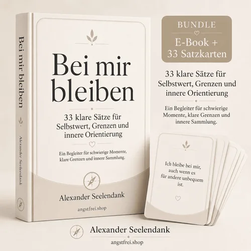 Produktbild des Sets „Bei mir bleiben“ mit E-Book und Satzkarten, Autorenname Alexander Seelendank auf dem Buchrücken