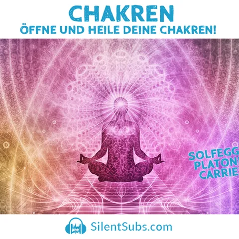 Produktbild des Chakren Gesamtpakets von SilentSubs mit leuchtender Meditationsfigur