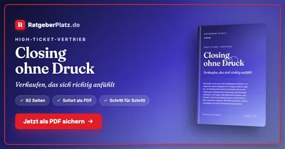 Titelgrafik von RatgeberPlatz mit Buchcover „Closing ohne Druck – Verkaufen, das sich richtig anfühlt“