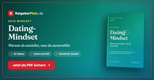 Titelbild des eBooks Dating-Mindset von RatgeberPlatz mit Buchcover und dem Untertitel „Warum du anziehst, was du ausstrahlst“