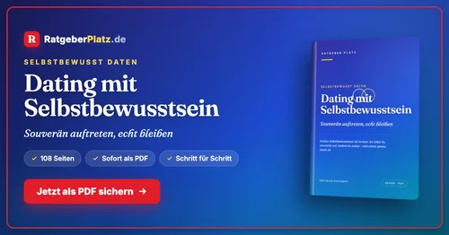 Buchcover-Mockup von „Dating mit Selbstbewusstsein – Souverän auftreten, echt bleiben“ von RatgeberPlatz
