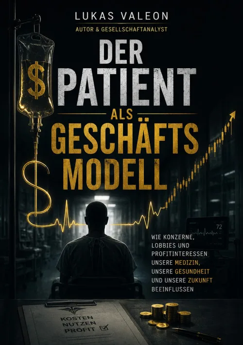 Buchcover „Der Patient als Geschäftsmodell“ mit dem Autorennamen Lukas Valeon