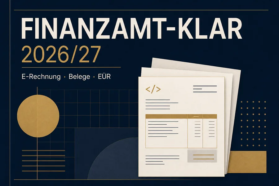 Cover des E-Books Finanzamt-klar 2026/27 für Solo-Selbstständige