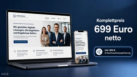 Produktbild Firmenwebsite mit fünf Seiten, DSGVO-konform und für Google optimiert