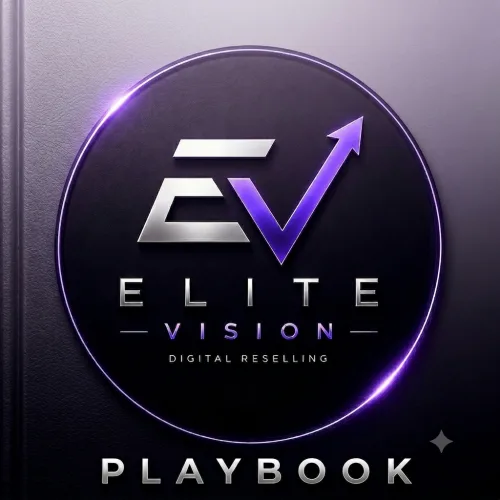 Cover des Elite-Vision-Playbooks mit Logo EV und dem Schriftzug Digital Reselling Playbook