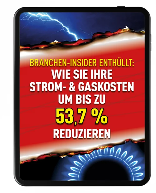Cover des Energie-Spar-Reports mit dem Versprechen 53,7 Prozent