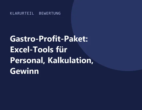 Titelgrafik von Klarurteil zur Bewertung von Gastro-Profit-Paket: Excel-Tools für Personal, Kalkulation, Gewinn