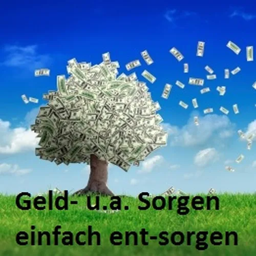 Kursbild mit Geldbaum vor blauem Himmel und dem Schriftzug „Geld- u.a. Sorgen einfach ent-sorgen“