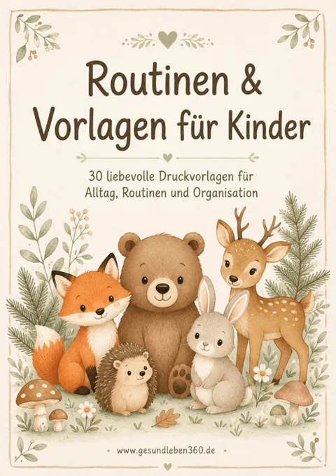 PDF-Cover Routinen und Vorlagen für Kinder mit Waldtier-Illustrationen