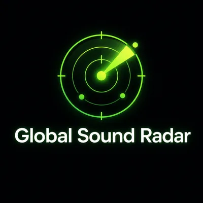 Logo des Global Sound Radar mit grünem Radarkreis auf schwarzem Hintergrund