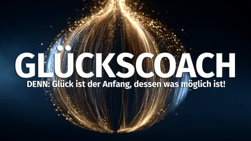 Titelgrafik zur Glückscoach-Ausbildung mit dem Schriftzug „Glückscoach“ vor goldenen Lichtfäden