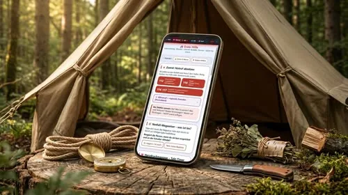 Startbildschirm der Survival-App GZ Survival Kompass