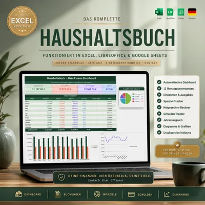 Produktbild Haushaltsbuch Digital: Einnahmen und Ausgaben in Excel
