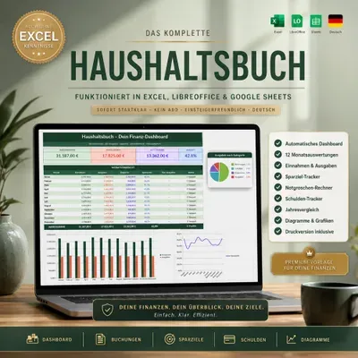 Produktbild Haushaltsbuch Digital: Einnahmen und Ausgaben in Excel