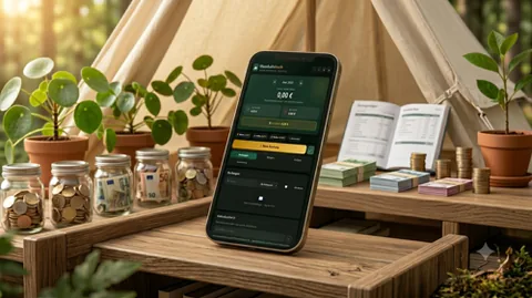 Startbildschirm der Finanz-App Haushaltsbuch digitales Sparbuch