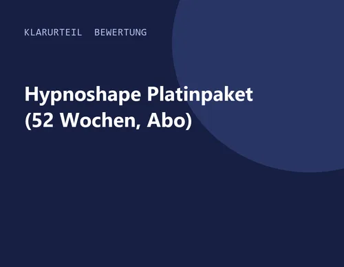 Titelgrafik von Klarurteil zur Bewertung von Hypnoshape Platinpaket (52 Wochen, Abo)