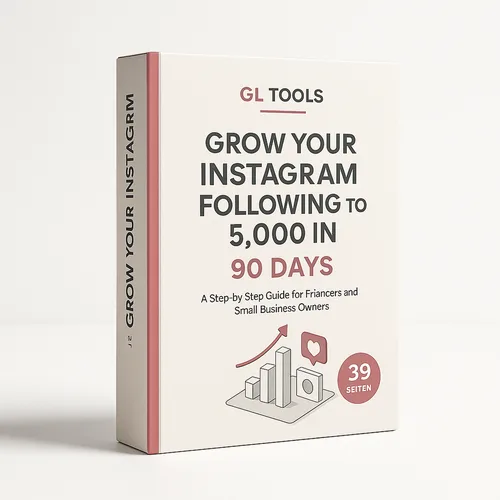 Produktabbildung des E-Books von GL Tools mit englischem Titel „Grow your Instagram following to 5,000 in 90 days“