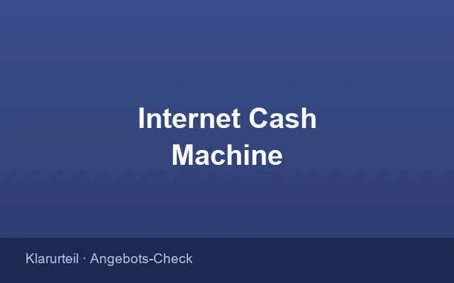 Bestellformular der Internet Cash Machine Online
