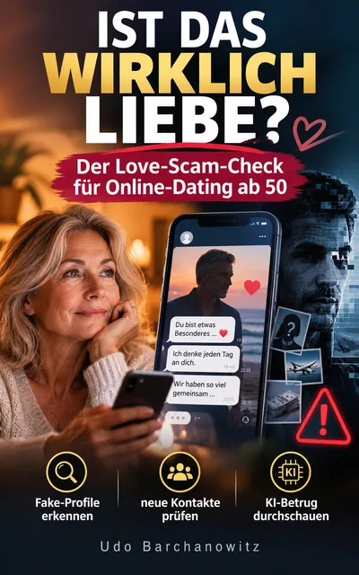 Buchcover von „IST DAS WIRKLICH LIEBE? Der Love-Scam-Check für Online-Dating ab 50“ von Udo Barchanowitz