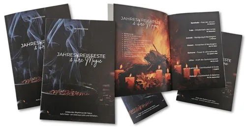 Titelbild und Innenseiten des Workbooks Jahreskreisfeste und ihre Magie von RitualWelten