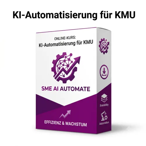 Produktbox mit dem Schriftzug „KI-Automatisierung für KMU“ und dem Zusatz „Online-Kurs“