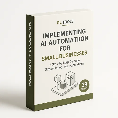 Produktcover des E-Books Implementing AI Automation for Small-Businesses von GL Tools mit dem Hinweis 39 Seiten