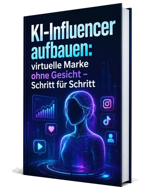 Titelbild des PDF-Ratgebers KI-Influencer aufbauen von RatgeberPlatz