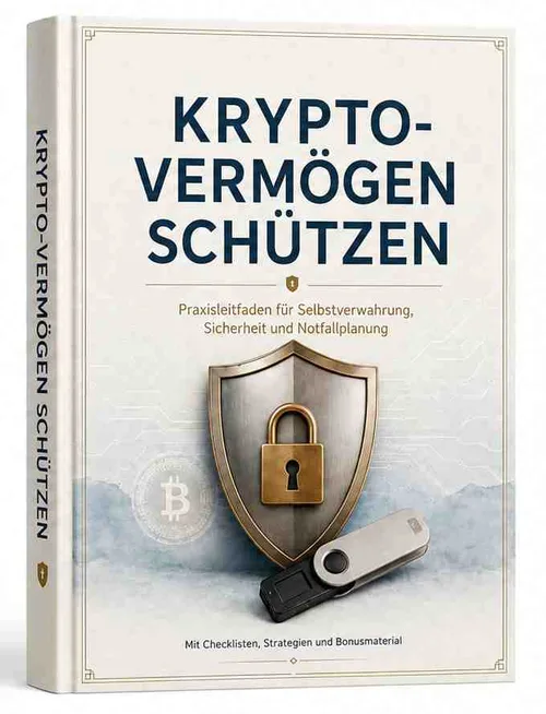 Buchcover Krypto-Vermögen schützen, Praxisleitfaden für Selbstverwahrung, Sicherheit und Notfallplanung