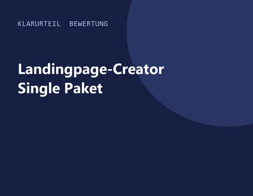 Titelgrafik von Klarurteil zur Bewertung von Landingpage-Creator Single Paket