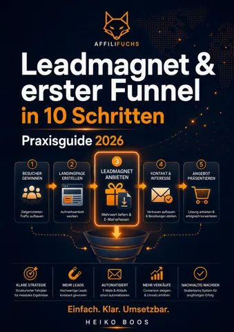 Titelbild des E-Books Leadmagnet und erster Funnel in 10 Schritten von Heiko Boos