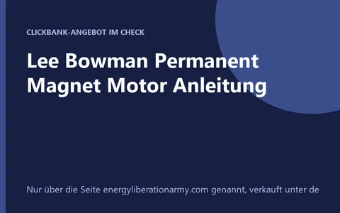 Titelbild der Lee-Bowman-Permanentmagnetmotor-Anleitung