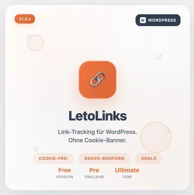 Produktbild LetoLinks PRO: WordPress-Link-Tracking ohne Cookies