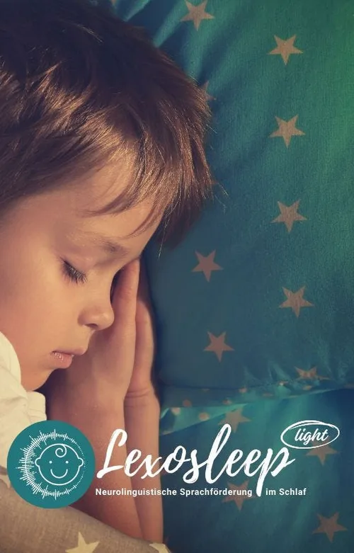 Titelbild von Lexosleep light mit schlafendem Kind und Logo