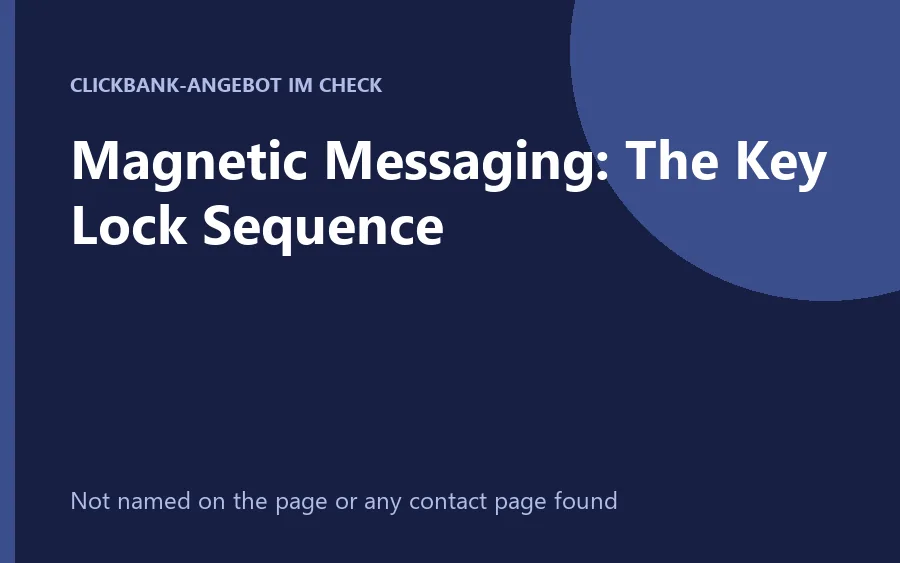 Produktbild Magnetic Messaging: The Key Lock Sequence