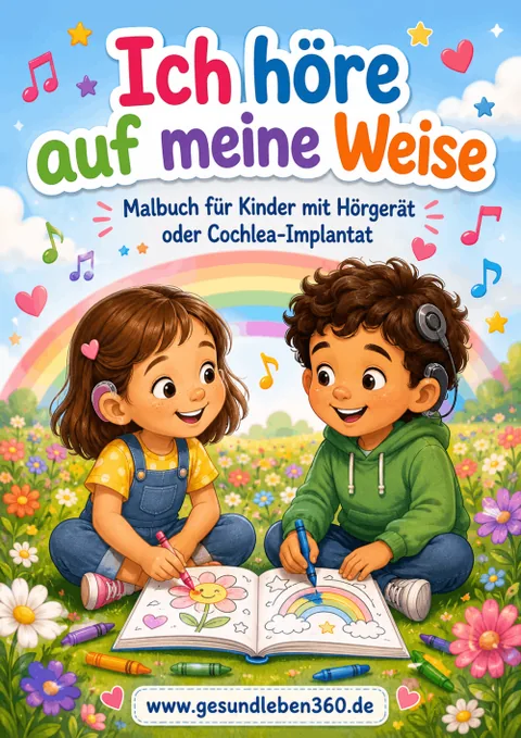 Digitales Malbuch Ich höre auf meine Weise für Kinder mit Hörgerät oder Cochlea-Implantat