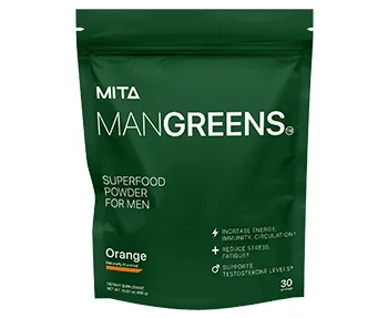 Beutel Man Greens Superfood-Pulver für Männer, Geschmack Orange