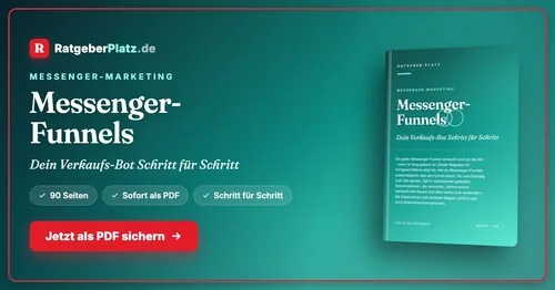 Buchcover „Messenger-Funnels – Dein Verkaufs-Bot Schritt für Schritt“ von RatgeberPlatz, 90 Seiten PDF