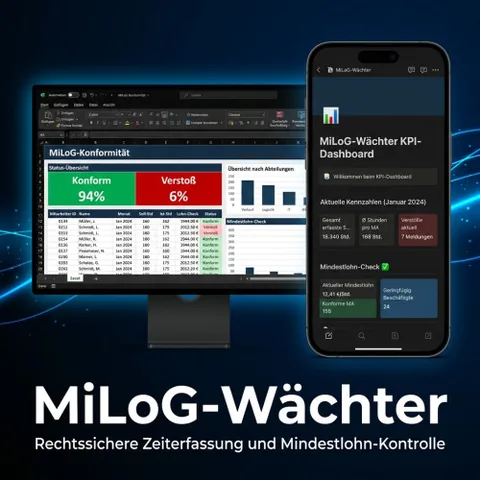 MiLoG-Waechter Excel-Tool und Notion-Vorlage fuer Stundenaufzeichnung