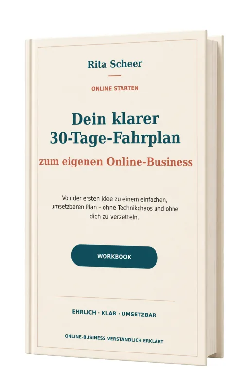 Cover des Workbooks Online starten 30-Tage-Plan von Rita Scheer
