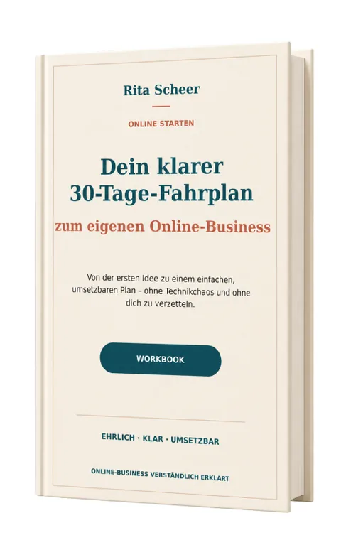 Cover des Workbooks Online starten 30-Tage-Plan von Rita Scheer