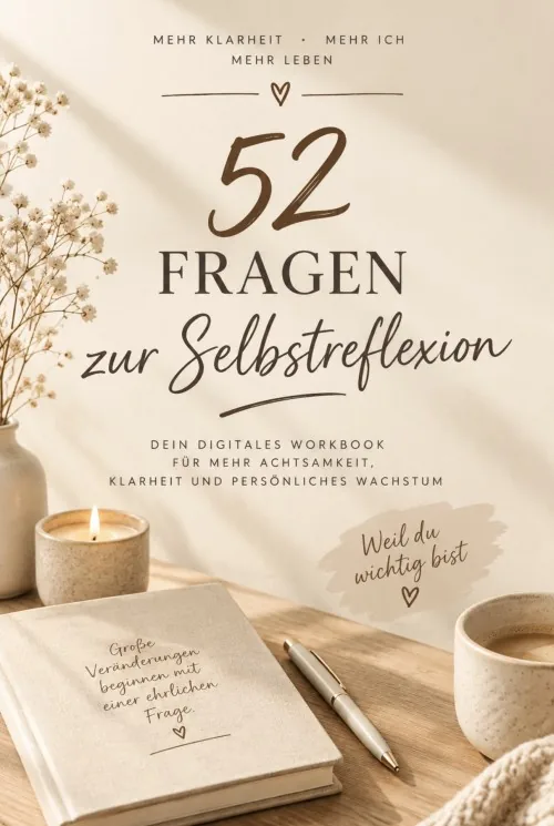Cover des Reflexions-Workbooks mit 52 Fragen