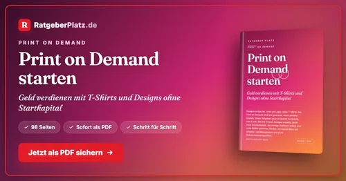 Titelbild des PDF-Ratgebers „Print on Demand starten“ von RatgeberPlatz mit abgebildetem Buchcover